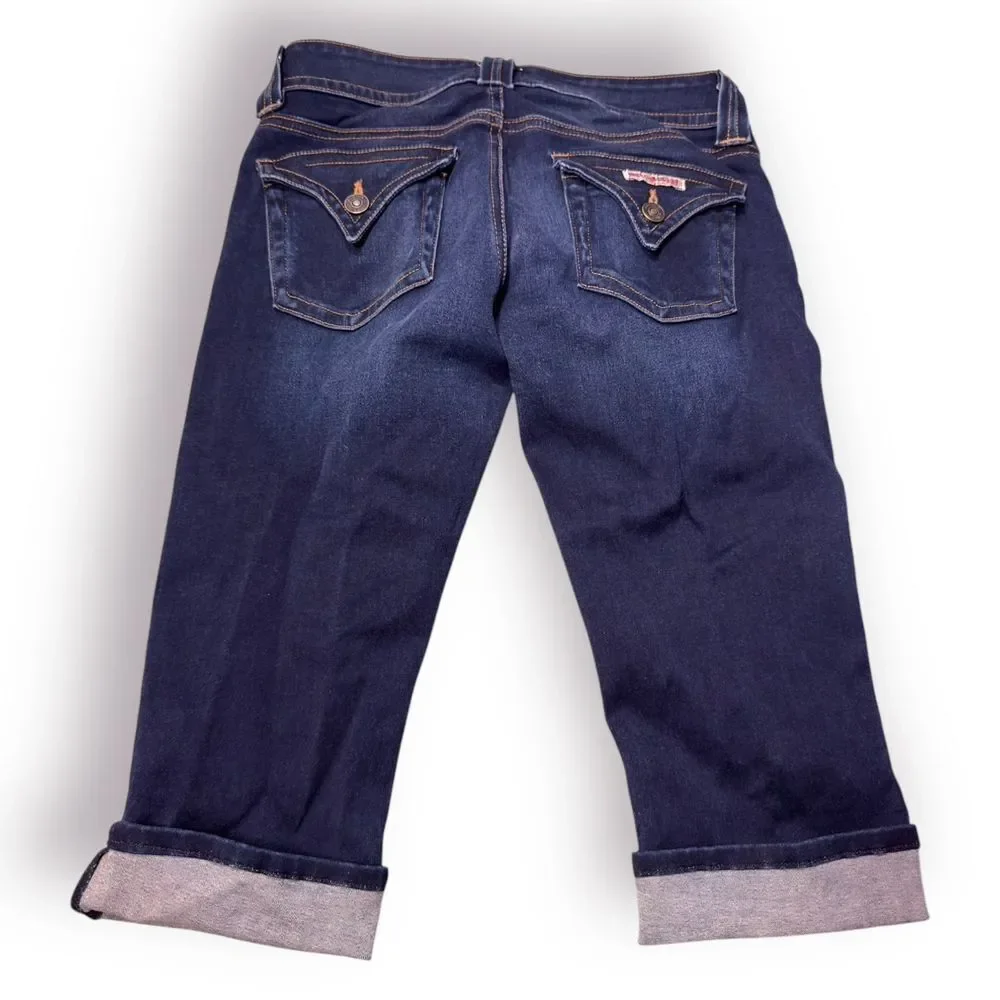 Hudson Womens‎ Flap Pocket Jeans Low Rise Size 26 Dark Blue Wash Y2K Cropped